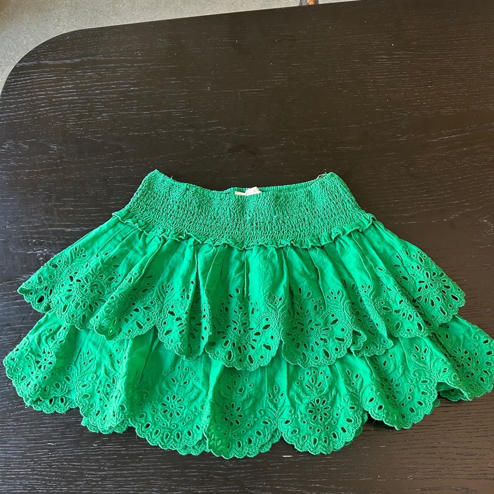 Green Eyelet Skirt